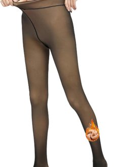 Mitid Women's Fleece Lined Thermal Pantyhose Translucent Opaque High Waisted Warm Sheer Tight, Thick - 200g, One Size, Black