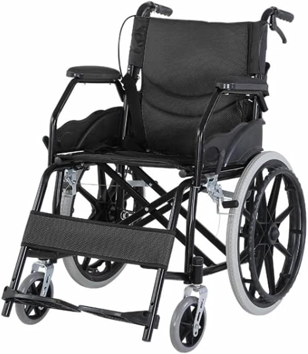 Foldable Lightweight Manual Wheelchair for Elderly and Children - Durable Steel Frame, Easy Folding