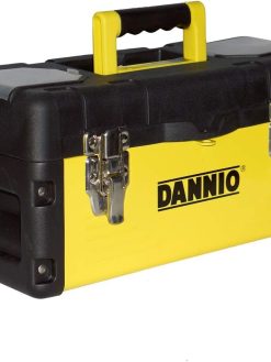 DANNIO 14 inch Pro Box, Plastic and Steel Tool Box with Handle, Portable Tool Case with Locking Lid, Tool Storage Organizer