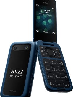 Nokia 2660 Flip Feature all carriers 0.05Gb Phone with 2.8" display, 4G Connectivity, Hearing Aid Compatibility (HAC), built-in camera, MP3 player, wireless FM radio and classic games (Dual SIM), Blue