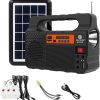 Pepisky Portable Solar Generator with Solar Panel Radio BT Speaker Phone Charger Flashlight Power Station Built-in 3600mAh Battery for Outdoor Camping Emergency Illumination System with 3Pcs