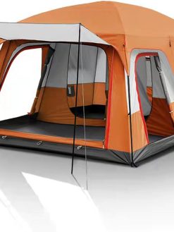 Camping Tent, 3-5/4-8/8-12 Man Tents Waterproof, with Spacious Camping Tents Light and Practical Family Tent Living Area, Privacy Changing Room Shelter, for Hiking Party Orange 380 * 260 * 190cm