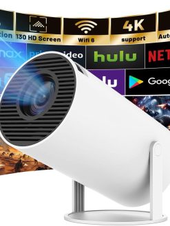 [2025] 4K Smart Portable Mini Projector HY300 PRO, 5G WiFi6 Projector System, Bluetooth 5.0, 180 Degree Flip, Home Video Projector