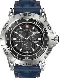 Swiss Military Dom 2 Smart watch, Receive & Make Calls, Heart Rate/BP/Oxygen Level Monitoring, IP67, Battery Life 5to7 Days, Compatibility: IOS/Android, Silver Frame:Blue Silicon Belt