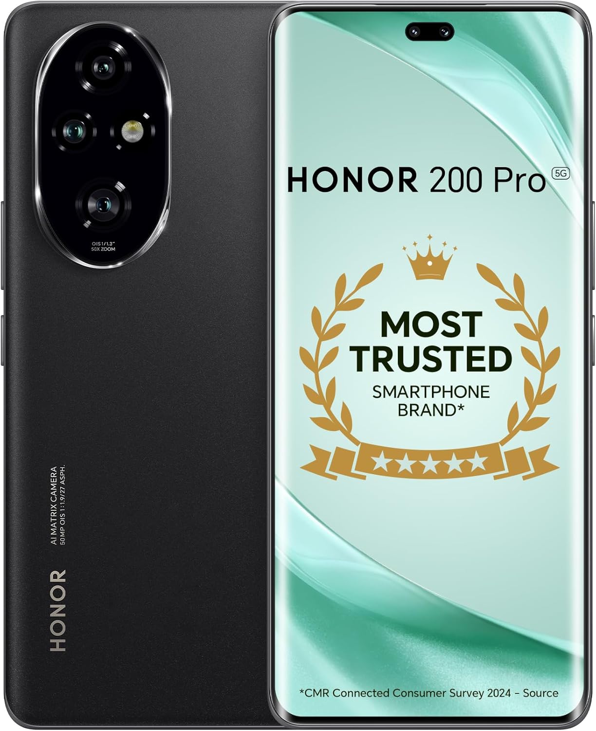 HONOR 200 Pro 5G (Black, 12GB + 512GB) | 6.78-inch AMOLED Quad-Curved Display | 50MP Triple Camera with Dual OIS | 50MP Selfie Camera | Snapdragon 8s Gen 3 | MagicOS 8.0