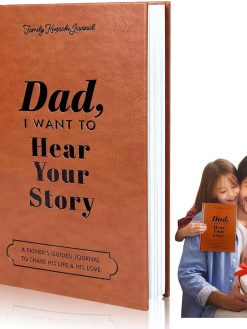 Dad, I Want To Hear Your Story, Great Gift For Dad, Leather Wrapped Hardback Ribbon Bookmark, Father's autobiography, A Father’s Guided Journal To Share His Life & His Love
