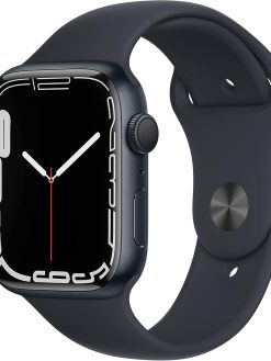 Apple Watch Series 7 (GPS, 45mm) Smart watch - Midnight Aluminium Case with Midnight Sport Band - Regular. Fitness Tracker, Blood Oxygen & ECG Apps, Always-On Retina Display, Water Resistant (Renewed)