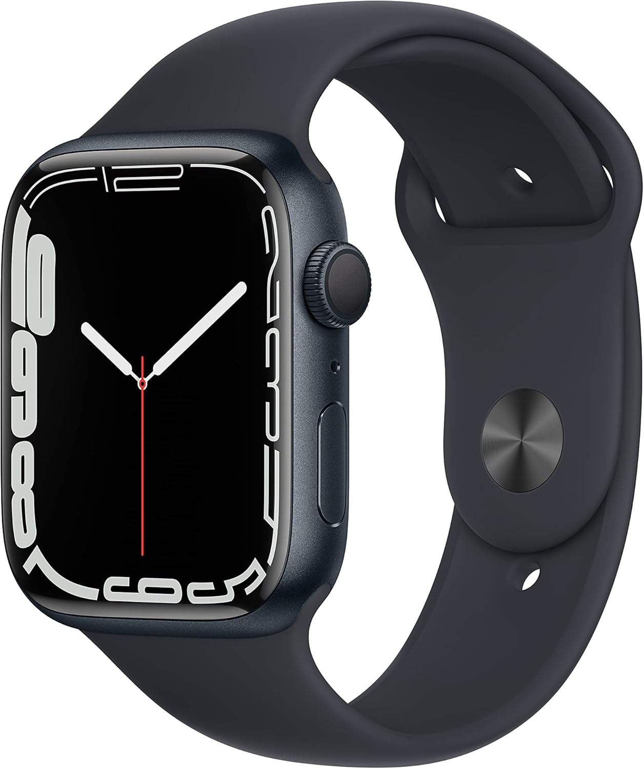 Apple Watch Series 7 (GPS, 45mm) Smart watch - Midnight Aluminium Case with Midnight Sport Band - Regular. Fitness Tracker, Blood Oxygen & ECG Apps, Always-On Retina Display, Water Resistant (Renewed)