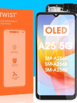 OLED for Samsung Galaxy A25 5G LCD Screen - for Galaxy A25 5G LCD Display Touchscreen SM-A256E A256B A256U Digitizer Glass Assembly Repair Kit (Original Size, Black with Frame)