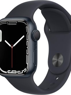 Apple Watch Series 7 (GPS, 41mm) Smart watch - Midnight Aluminium Case with Midnight Sport Band - Regular. Fitness Tracker, Blood Oxygen & ECG Apps, Always-On Retina Display, Water Resistant (Renewed)