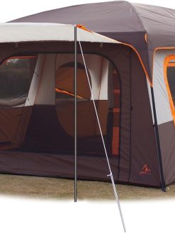 KTT Extra Large Tent 10-12 Person(B),Family Cabin Tents,2 Rooms,Straight Wall,3 Doors and 3 Windows with Mesh,Waterproof,Double Layer,Big Tent for Outdoor,Picnic,Camping,Family Gathering