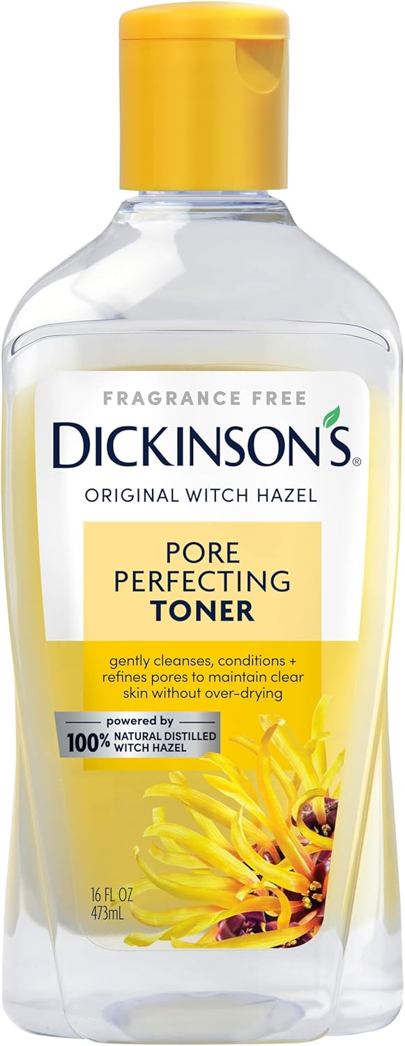 Dickinson's Original Witch Hazel Pore Perfecting Toner, 100% Natural, 16 Ounce Fragrance free