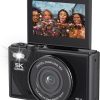 Bewinner Upgraded 5K UHD Camera, Compact Digital Camera for Photography, Portable 75MP Retro Digital Cam - 3in Flip Screen, 18X Digital Zoom, Auto Focus for Teens Students (Black)