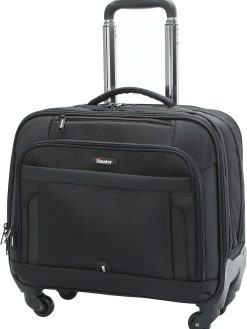 Senator 17-inch Premium Pilot Bag Water Resistant 4 Spinner Wheeled Rolling Laptop Case Multifunctional Compartments with Safe Zippers for Unisex, KH102