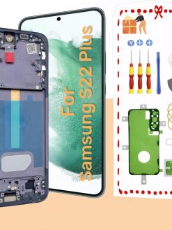 OLED Galaxy S22 Plus LCD Screen Replacement for Samsung Galaxy S22 Plus 5G Touch Digitizer Display Screen Assembly with Frame S22+ S906U S906B Black Support Fingerprint