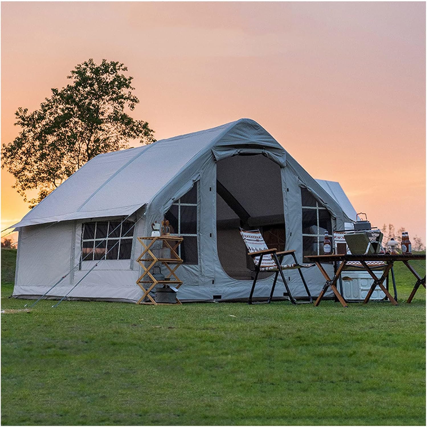 IESUTA Large Space Inflatable Tent, Outdoor One Piece, Rainproof Camping No-pitch, Sunproof Waterproof Picnic Gear, Foldable Portable