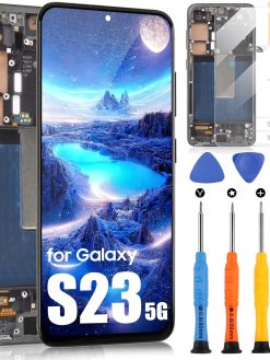 LCD Screen for Samsung S23 5G Screen for Galaxy S23 5G S911U S911A S911W LCD Display Touch Digitizer Complete Assembly with Tools (Incell with Frame, Not Support Fingerprints, US Versione)