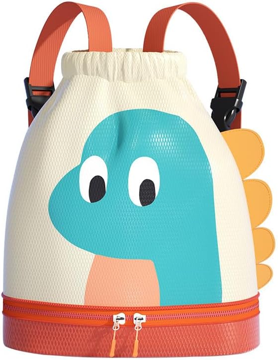 Kids Swim Bag with Wet/Dry Compartments - Waterproof Backpack for Swimming Gear - Leakproof Pouch & Anti-Jam Zipper - Lightweight for Boys & Girls