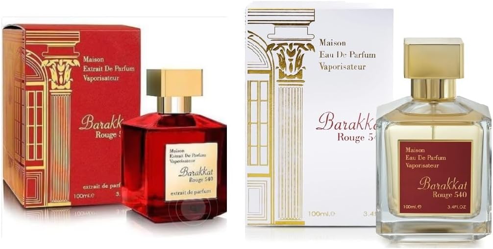 FRAGRANCE NOTES PERFUME Barakkat red 100ml and barakkat rouge extrait 100ml eau 2 peace set