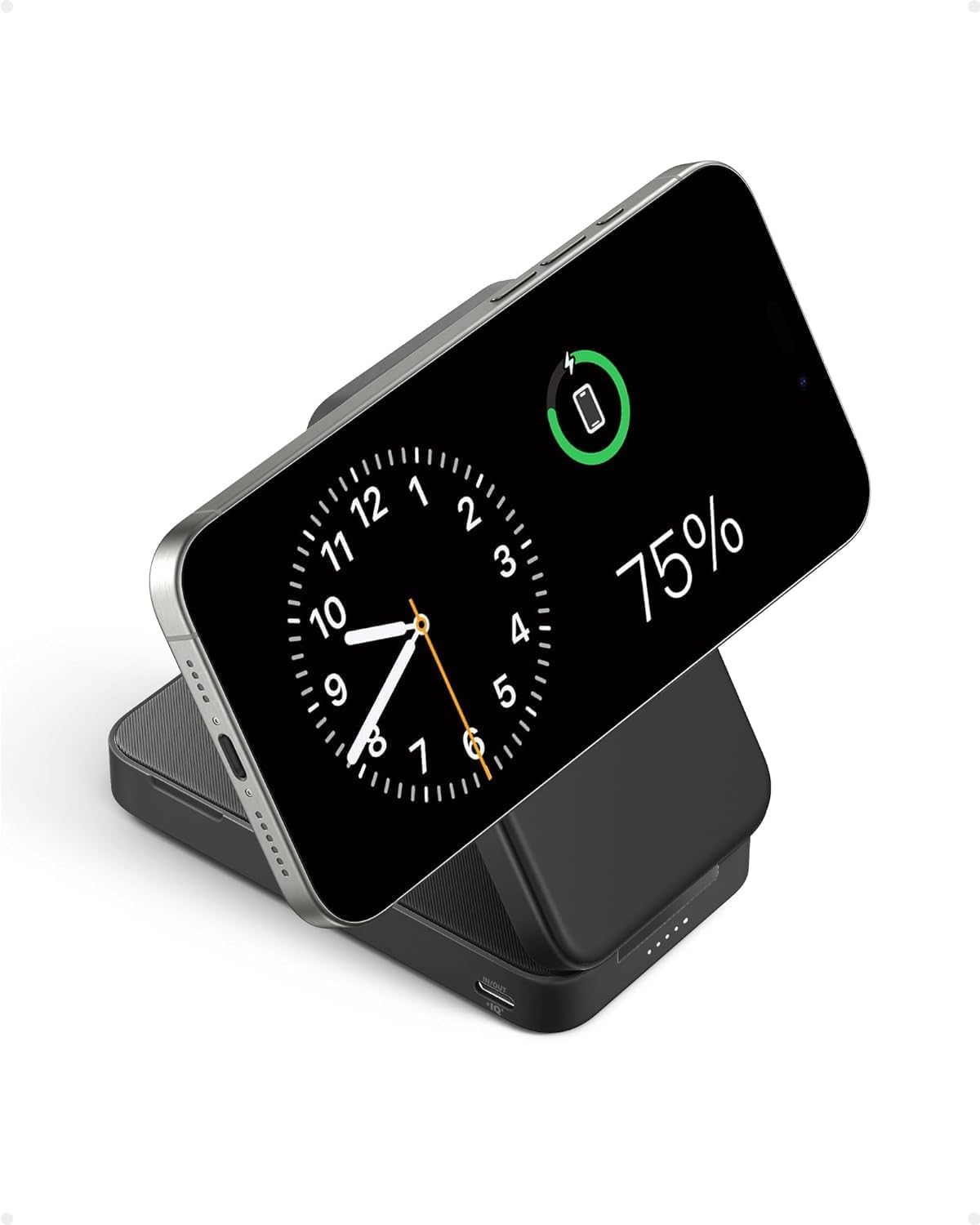 Anker Power Bank, Qi2 Certified 15W Ultra-Fast MagSafe-Compatible Portable Charger, 6600mAh Pack with Adjustable and Foldable Stand, For iPhone 16/15 Series (USB-C Cable Include) (White, 6600mAh)