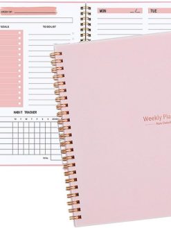 SKY-TOUCH A5 Weekly Planner : To Do List Notebook with 52 Undated Sheets Daily Planner with Goal Habit Tracker Organizer for Office Home School Work Study Life Pink