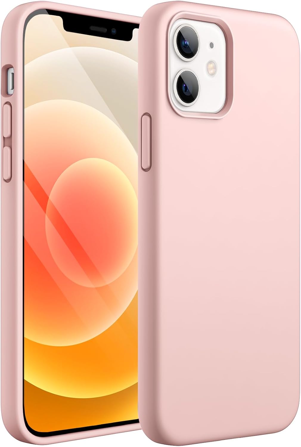 JETech Silicone Case for iPhone 12/12 Pro 6.1-Inch, Silky-Soft Touch Full-Body Protective Phone Case, Shockproof Cover with Microfiber Lining (Pink)