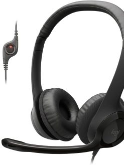 Logitech H390 Wired Headset, Stereo Headphones with Noise Cancelling Microphone, USB, In Line Controls, PC/Mac/Laptop BLACK 981-000014, ClearChat, 1 Pack
