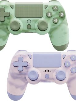 2 Pack Wireless Controller for PS4, Game Controller Compatible with Playstation 4/Slim/Pro/PC, with Dual Vibration/6-axis Motion Sensor/Stereo Headset Jack/Touchpad/800mAh battery(Pink and Green)