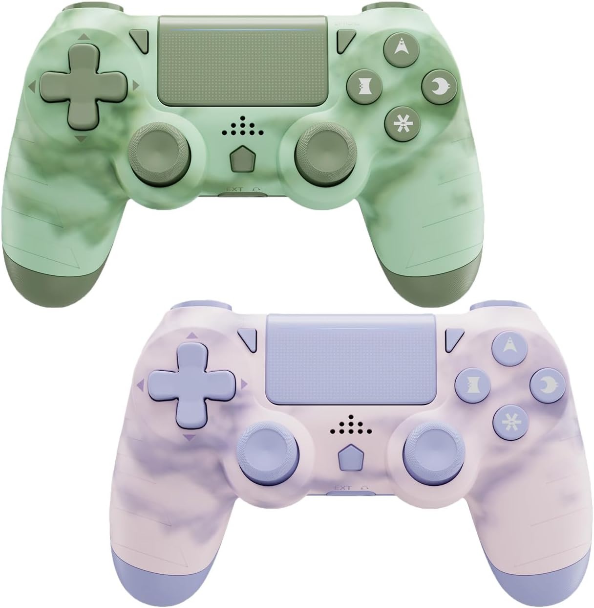 2 Pack Wireless Controller for PS4, Game Controller Compatible with Playstation 4/Slim/Pro/PC, with Dual Vibration/6-axis Motion Sensor/Stereo Headset Jack/Touchpad/800mAh battery(Pink and Green)