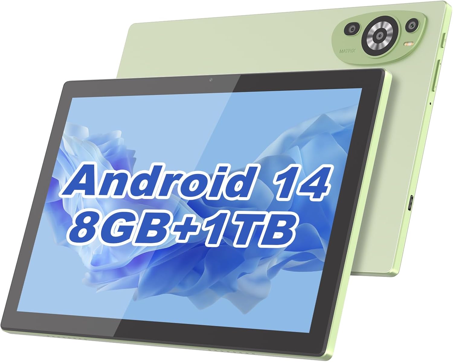 C idea10.1 Inches Tablet,Android 14 Tab,5G Tablet Dual SIM 8GB RAM 1TB ROM,10000mAh Battery With Bluetooth Keyboard,Mouse and Speaker CM8200plus (Green)