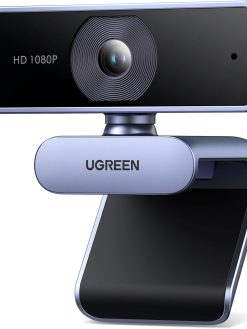 UGREEN 1080P Webcam with Microphone USB HD Camera, 1080P/30fps 720P/60fps Stream Camera, with Auto Light Correction, Dual Noise Reduction Mics, for Skype/Facebook/Youtube, Laptop/Desktop, Grey