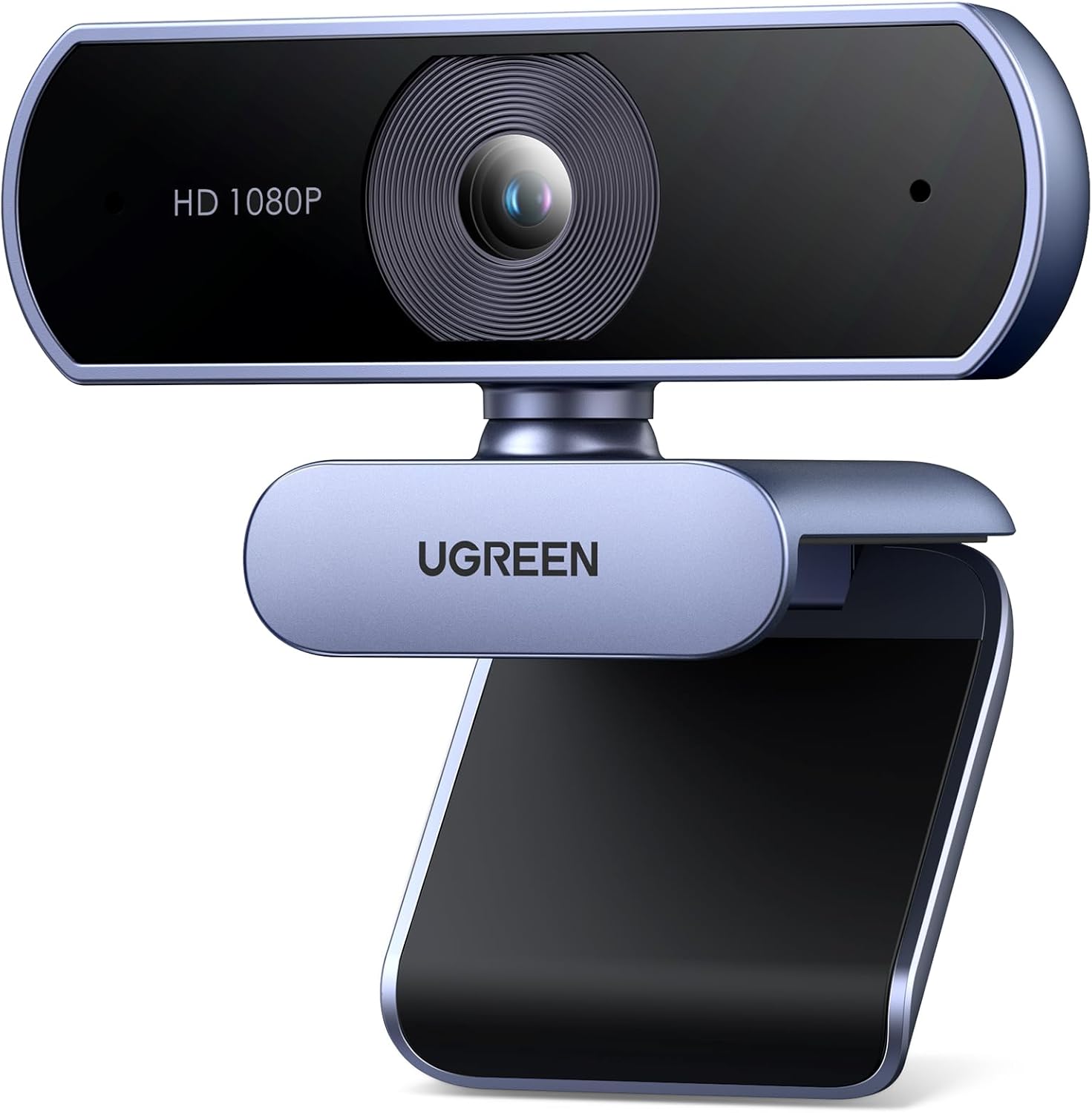 UGREEN 1080P Webcam with Microphone USB HD Camera, 1080P/30fps 720P/60fps Stream Camera, with Auto Light Correction, Dual Noise Reduction Mics, for Skype/Facebook/Youtube, Laptop/Desktop, Grey