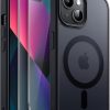 JETech 3 in 1 Magnetic Case for iPhone 13 mini 5.4-Inch with 2 Pack Tempered Glass Screen Protectors, Compatible with MagSafe, Translucent Matte Back Shockproof Phone Cover (Black)