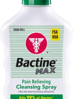 Bactine MAX First Aid Spray - Pain Relief Cleansing Spray with 4% Lidocaine - Numbing Lidocaine Kills 99.9% of Germs - Pain + Itch Relief For Minor Cuts & Scrapes, Burns & Bug Bites - 5oz