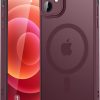 Magnetic for iPhone 12 Case Cover (Compatible with MagSafe)(10 FT Military Grade Drop Protection) Slim Translucent Matte Shockproof with Anti-Fingerprint Phone Case (Wine Red)