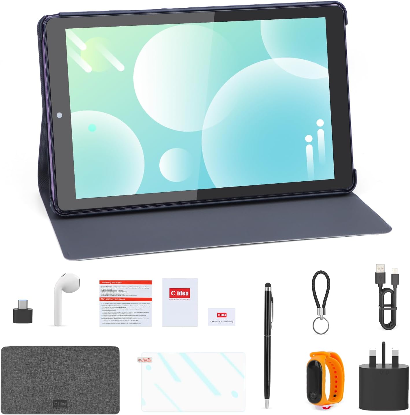 C idea 9 inch Tablet,Android13.0 Tablet with 8GB RAM 512GB RAM, 5MP+8MP Camera,5G SIM Card,8000mAh Battery,Leather Case,CM935 Pro For Gift (Purple)