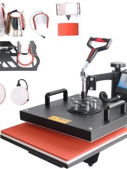 Zertylre Heat Press Machine 8 in 1 Combo Heat Press 38x38cm Heat Transfer Machine 360 Degree Swing Away Digital Shirt Printing Multifunction Heat Transfer Sublimation for T Shirts Mugs Hat Plate Cap