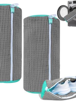 2Pcs Shoe Washing Bags for Washing Machine, Laundry Cleaning Shoe Bag Kit, Washer and Dryer, Suit for All Shoe Types and Sizes(2,Grey)
