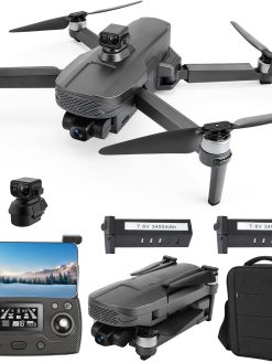 Drone with 4K, 3 Camera HD for Adults, 3 km FPV Transmission,3-Axis Gimbal Quadcopter with EIS Anti-shake, Obstacle Avoidance, with Brushless Motor with 2 Batteries, wifi phone control,(ALIM)