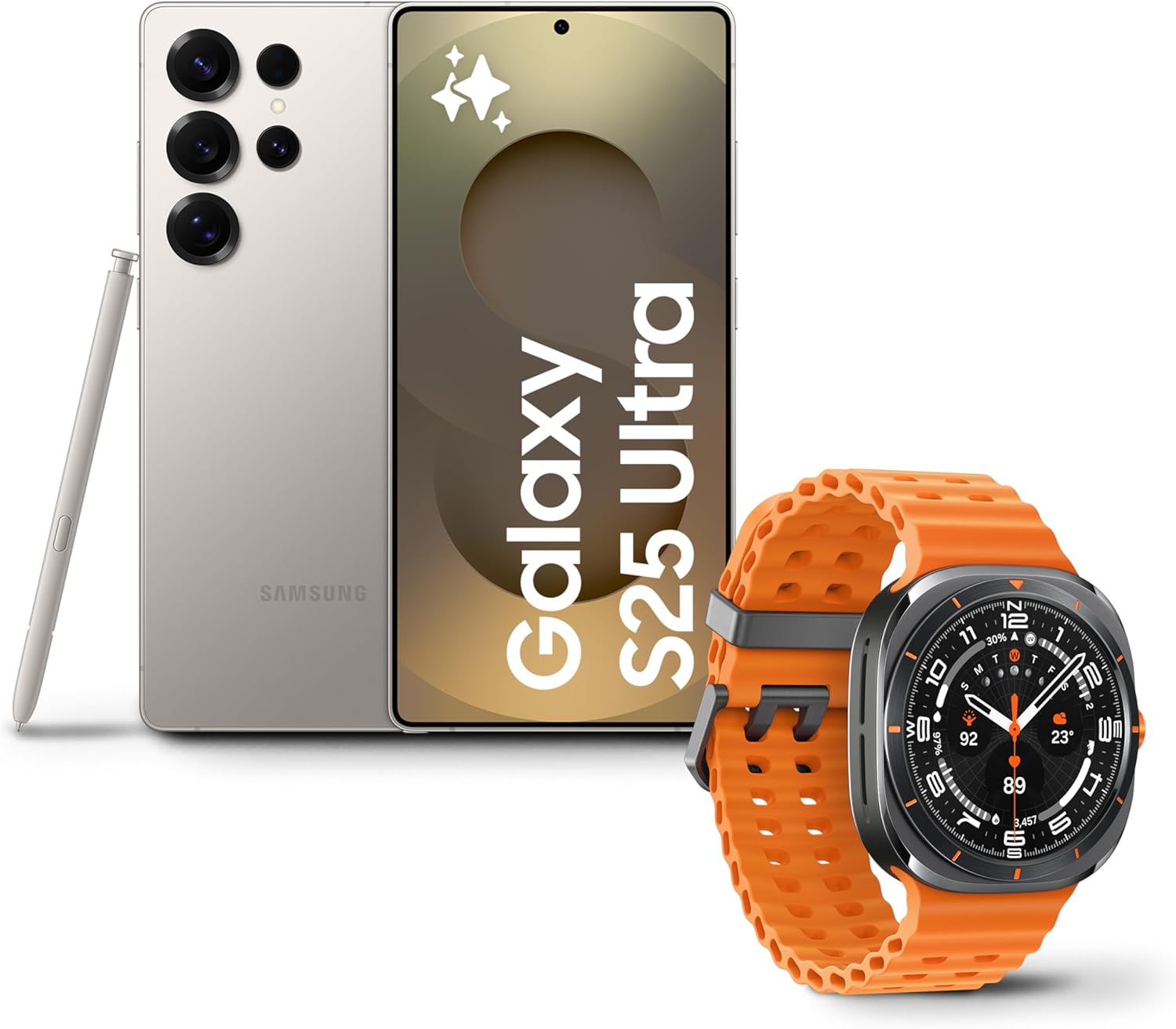 Samsung Galaxy S25 Ultra AI Phone, 512GB Storage, 12GB RAM, Titanium Gray, Android Smartphone, 200MP Camera, S Pen, Long Battery Life (UAE Version) + Galaxy Ultra Smartwatch, 47mm, Fitness Tracker