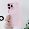 QLTYPRI Bow Case for iPhone 12/iPhone 12 Pro, Clear Cute Ribbon Bow Phone Case Curly Wavy Aesthetic Phone Case, Slim Soft Transparent Shockproof Protective Cover for Women Girls - Pink