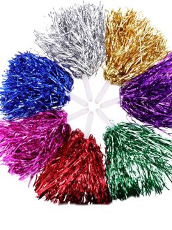 Tomaibaby 14pcs Cheerleader Cheerleading Pom Poms Metallic Foil Pompoms for Sports Meet Team Spirit Cheering Party Dance Supplies Straight Hole, Mixed Color
