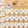 20 Pieces Birthday Cookie Stencil Templates Decoration Cookie Stencil for Birthday Coffee Cake Templates Reusable Painting Mold Tools, Dessert, Coffee Decorating Mold(Cake Style)
