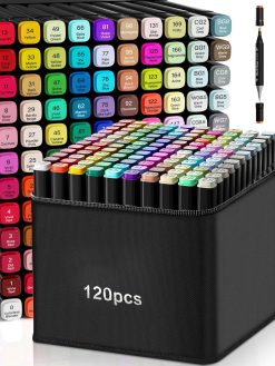 Shanghigh Alcohol Markers Double Tipped - 120 Colors Art Drawing Marker Pen, Alcohol Based Markers Set for Kids, Artist, Adult, Highlighter Pen Sketch for Painting, Coloring, Sketching and Drawing