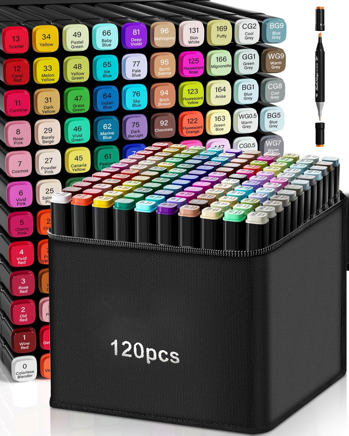 Shanghigh Alcohol Markers Double Tipped - 120 Colors Art Drawing Marker Pen, Alcohol Based Markers Set for Kids, Artist, Adult, Highlighter Pen Sketch for Painting, Coloring, Sketching and Drawing