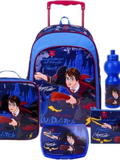 Warner Bros. Harry Potter Golden Snitch 5In1 Trolley Box Set 18" I Trolley I Lunch Bag I Water Bottle I Pencil Case I Lunch Box I Packaging