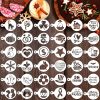 36 Pcs Seasonal Cookie Stencils Set Cake Stencils Reusable Baking Stencils DIY Coffee Drawing Templates Stencils Cupcake Dessert Decorating Baking Painting Tools for Birthday Halloween Valentine's Day