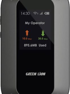 Green Lion Portable Mifi 4G LTE/3G Router, Wi-Fi 6 High-Speed, 150 Mbps Download Speed, Dual Connection, Automatic Configuration, TF Card Up To 32 GB, TFT HD Display, Secure Encryption, 12H Working