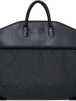LXLTL Suit Clothes Covers Bags, Nylon stitching artificial leather handbag storage bag suit portable dust cover business travel business suit bag 39X23.6 inch,Black