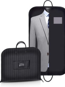 Azonee Suit Garment Bag 100x60 cm Clothes Carrier Folding Hanging Cover Bags for Travel and Storage Suit Jacket Dress Coat Men Women(Oxford Fabric Black)